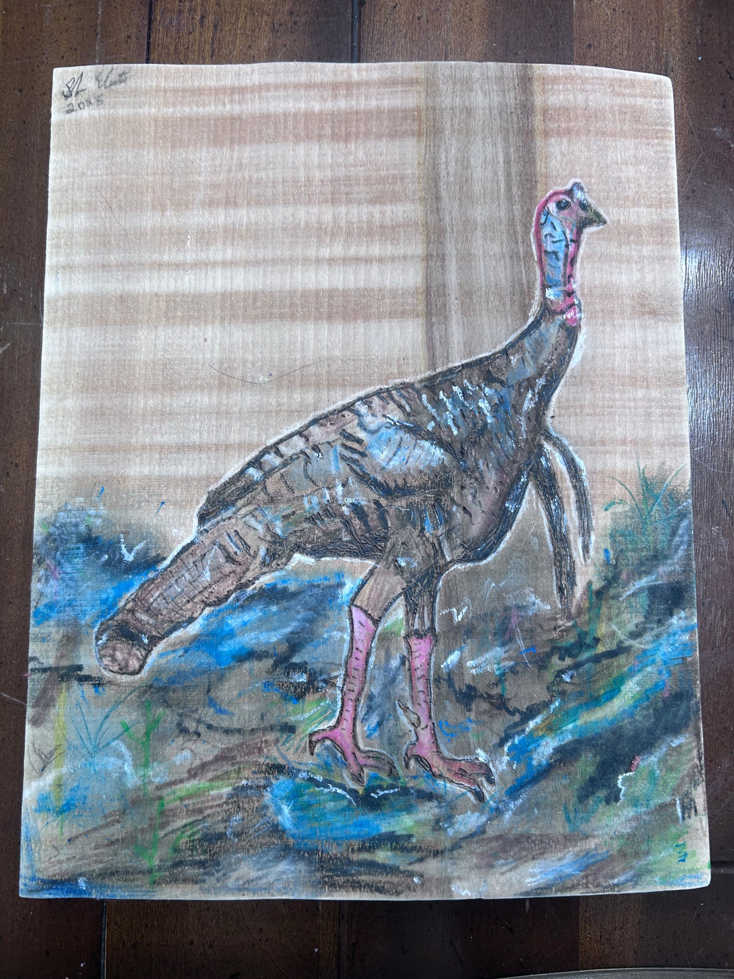 Woodburning and Watercolor Art Double Bearded Spring