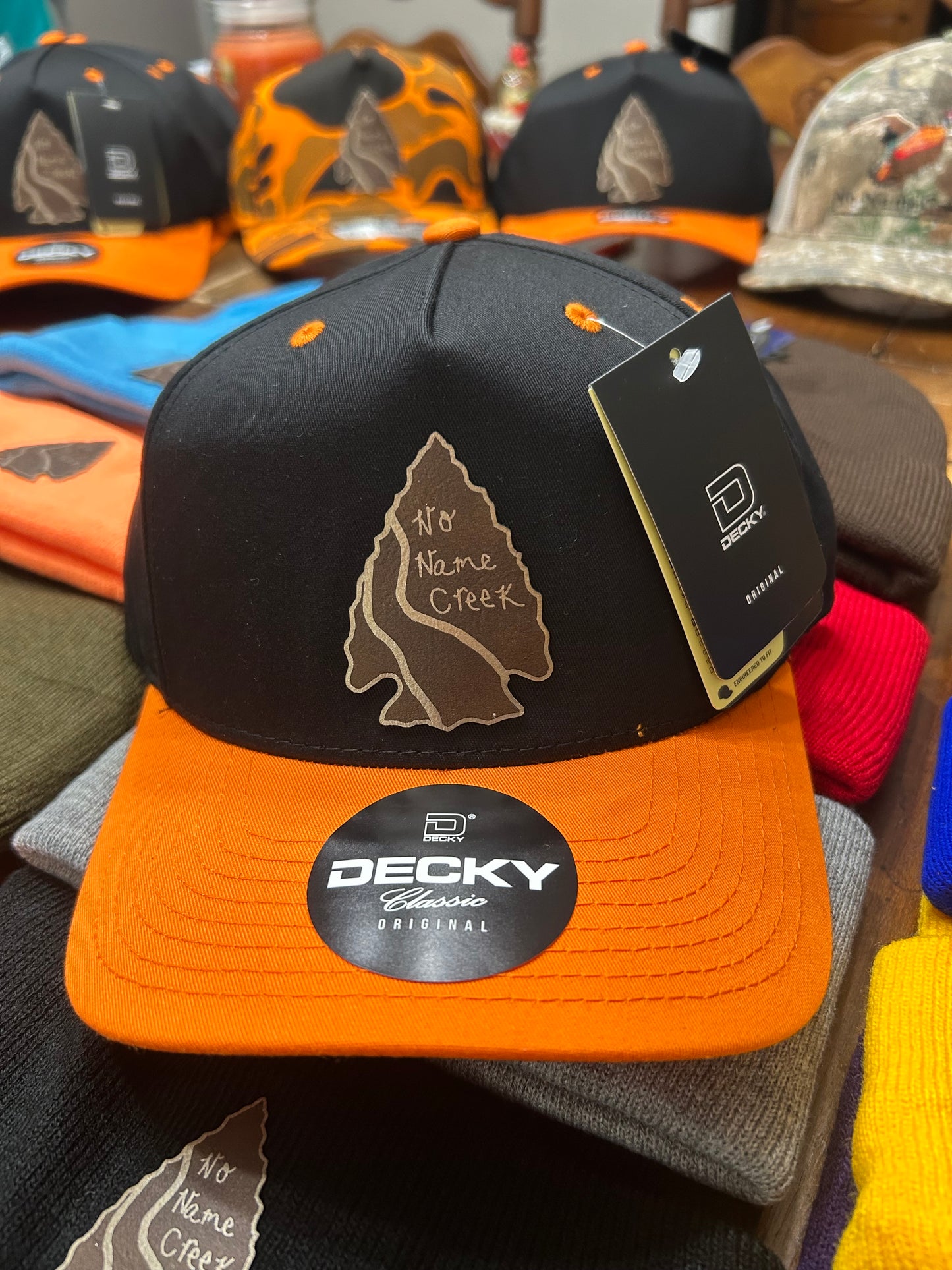Orange and Black Adjustable Arrowhead Patch Hat