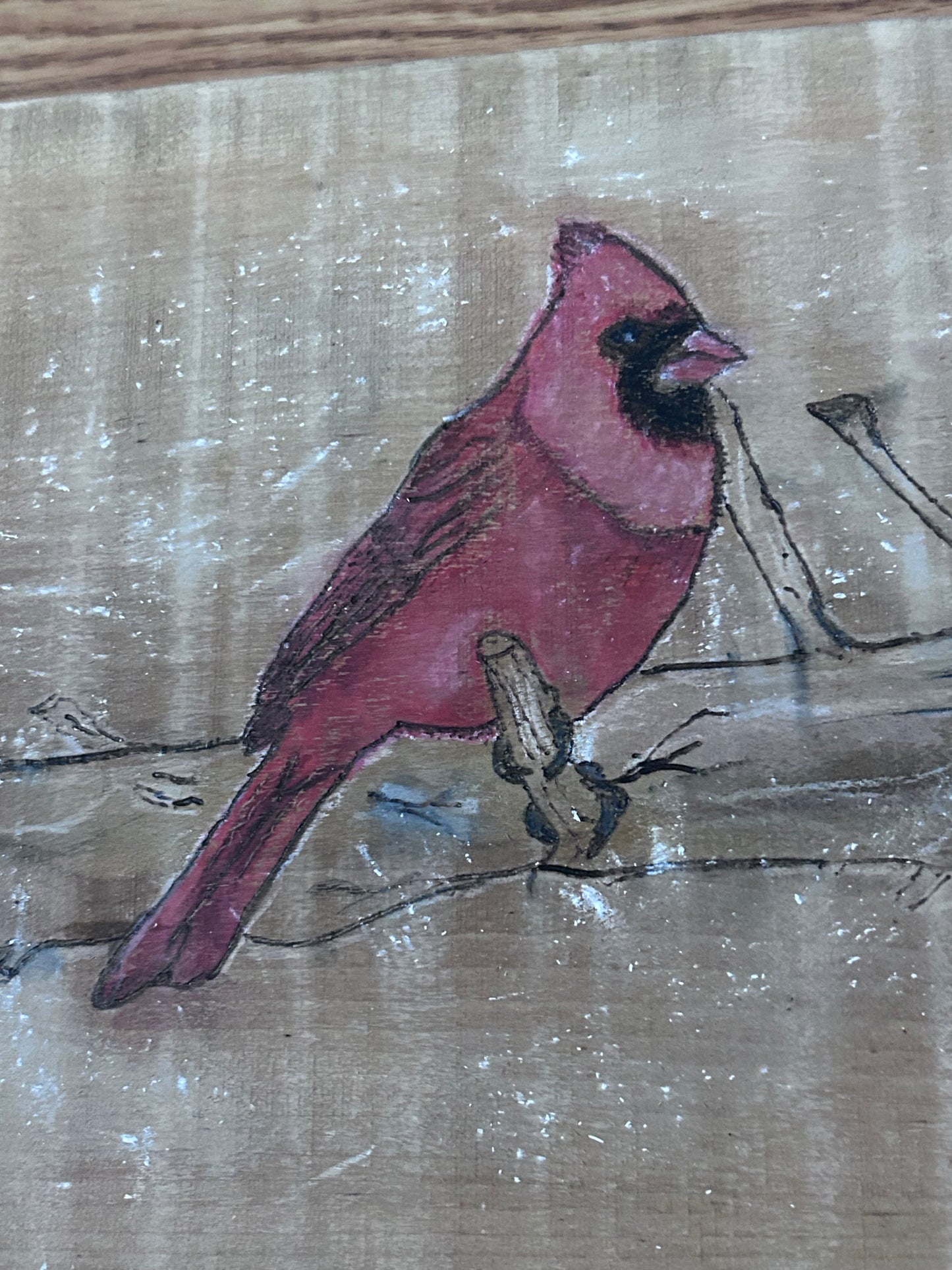 Red Cardinal Woodburning Art