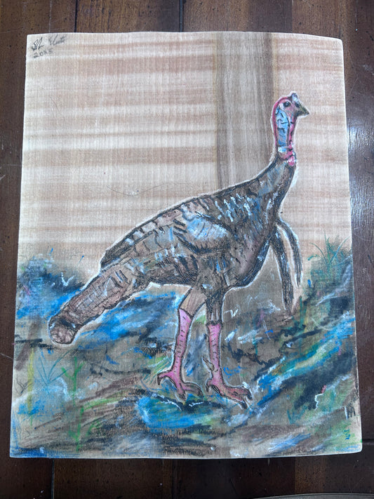 Woodburning and Watercolor Art Double Bearded Spring