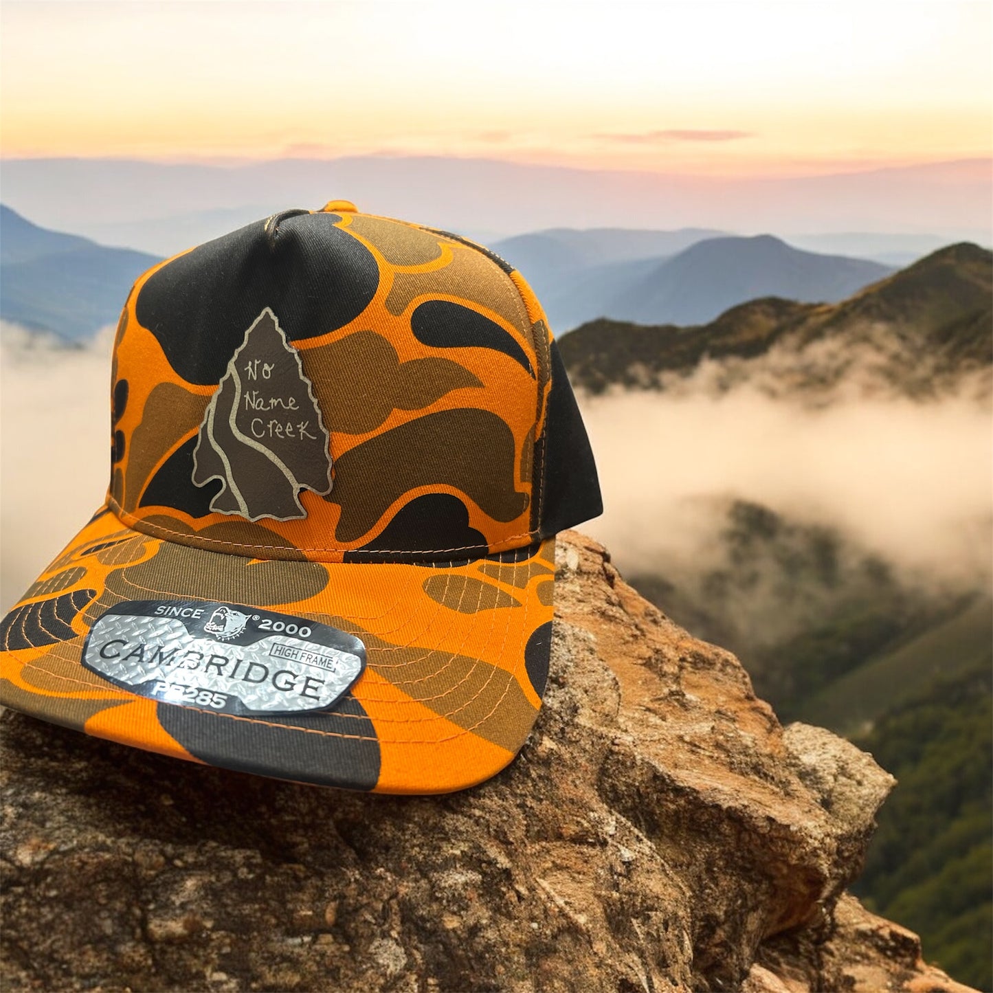 Arrowhead Patch Design On Orange Camo SnapBack