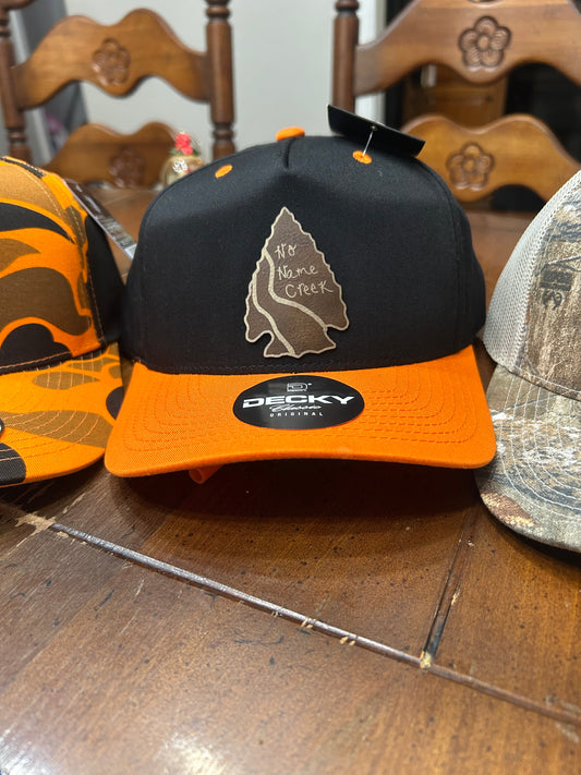 Orange and Black Adjustable Arrowhead Patch Hat
