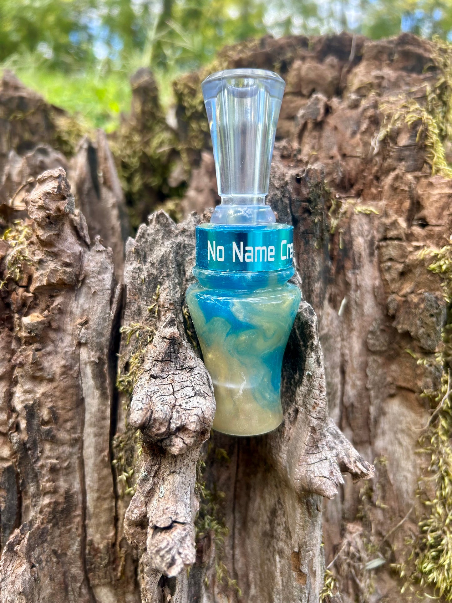 Blue and Light Gold Double Reed Duck Call