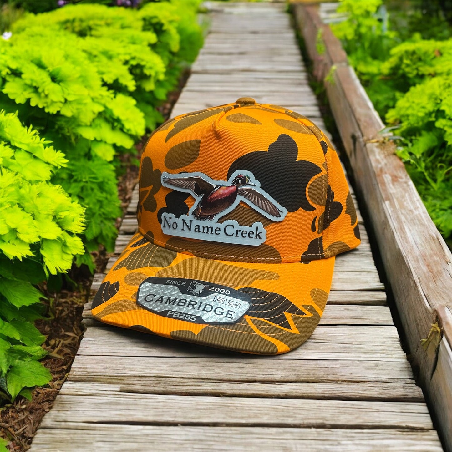 Acrylic UV Textured Patch Orange Camo Hat Adjustable SnapBack