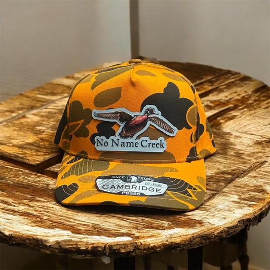 Acrylic UV Textured Patch Orange Camo Hat Adjustable SnapBack